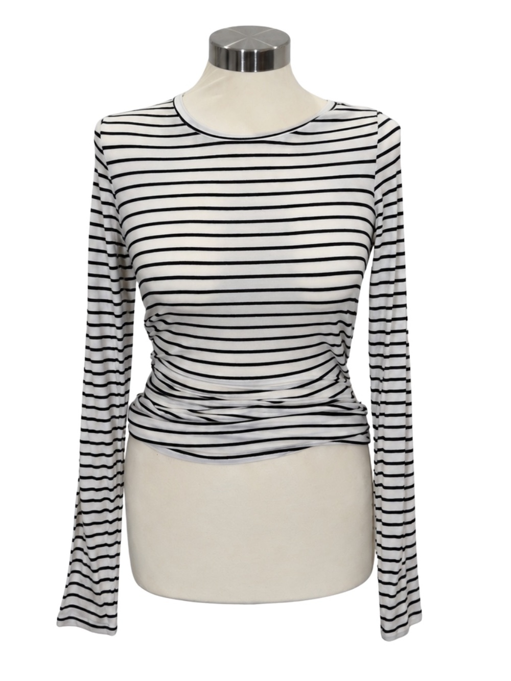 Halogen Black and White Striped Long Sleeve Tee